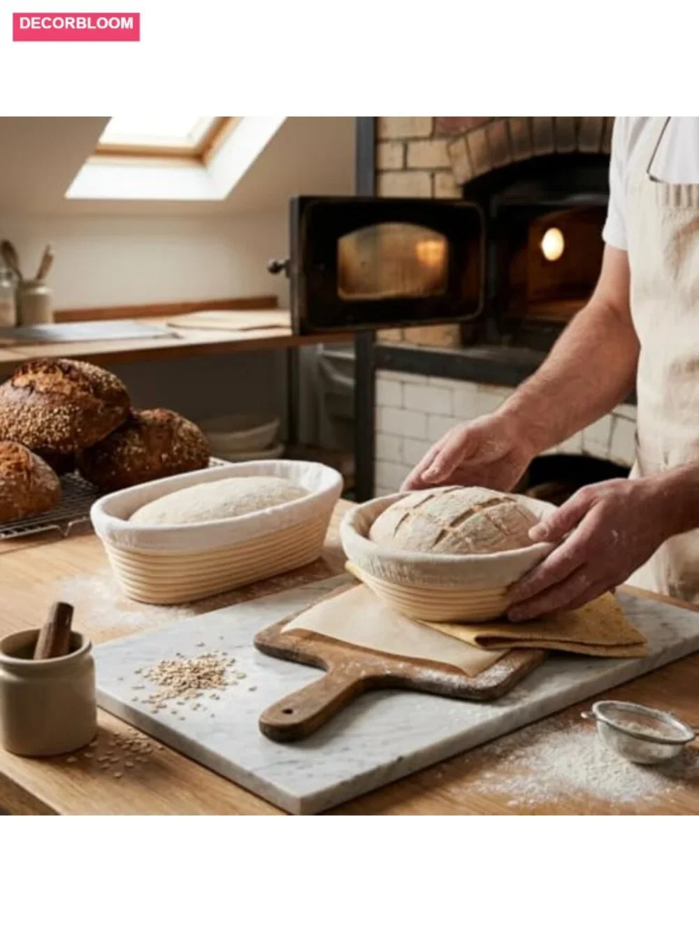 Banneton Bread Proofing Basket Set 2 Pack 10 Inch Round with Liners